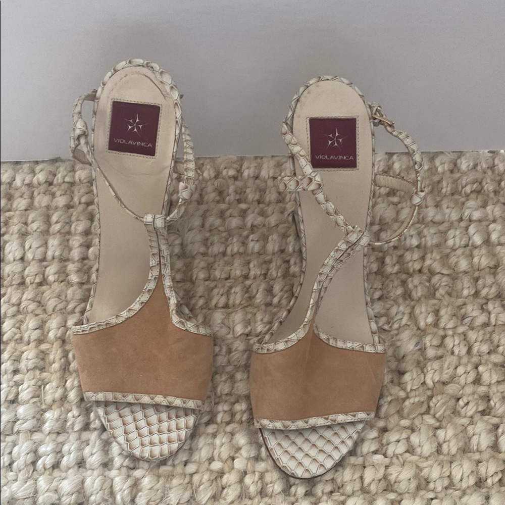 VIOLAVINCA | Tan and Cream Women's Heels